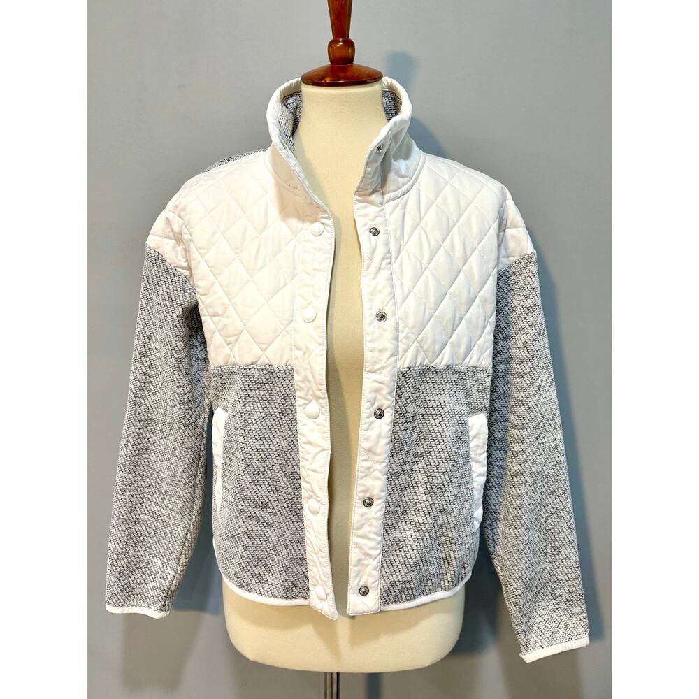 Southern Tide Quilted Lightweight Jacket Gray White XS Coastal Preppy Full Zip